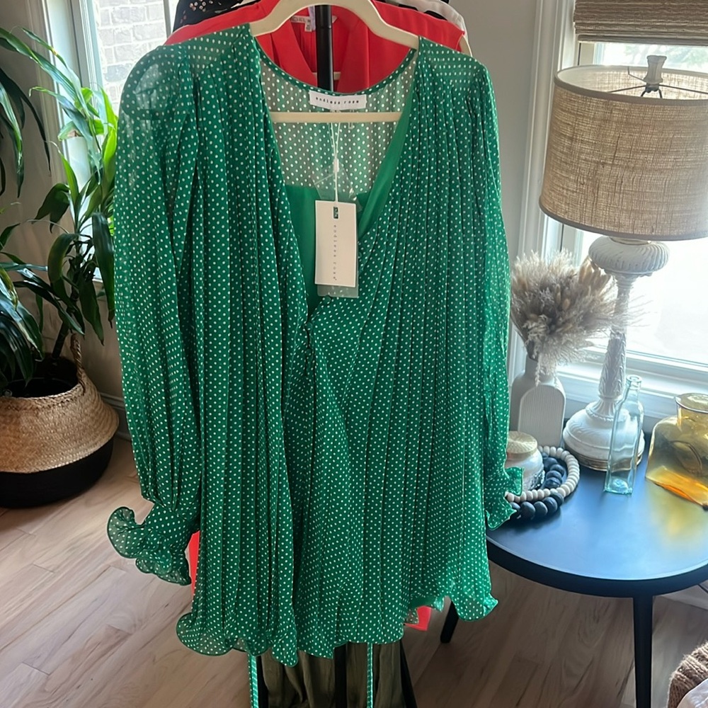 Endless Rose Romper Playsuit Polka Dot Lettuce Hem Ruffles Balloon Sleeves S NWT - Picture 2 of 8
